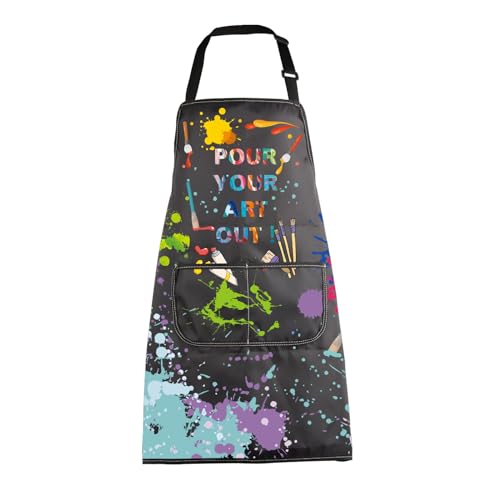 MBMSO Painting Artist Apron with Pockets Artist Painter Gifts Art Lover Gift for Art Teacher Student Painter Apron Waterproof - color: Pour Your Art Out Apron