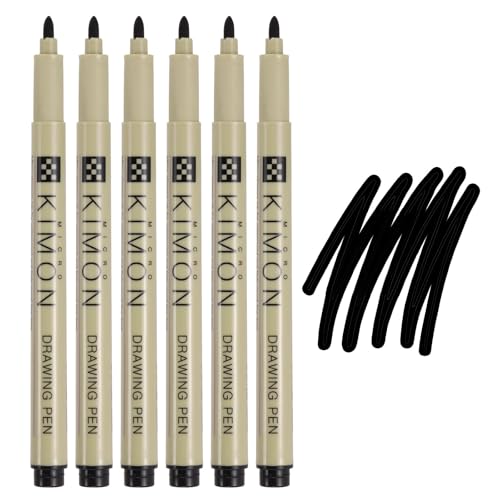 PATIKIL Fineliner Pens, 1mm Bold Tips Drawing Pen Waterproof Inking Markers Liner Artist Watercolor Supplies Drawing Kit for Adult Sketching Journaling, Pack of 6 - style: 1mm Bold Tip