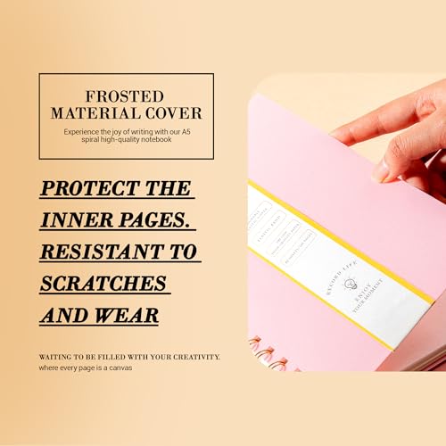 Yoment Graph Paper Spiral Notebook A5 Graphing Notebook 160 Pages | Graph Paper Notebook Spiral Bound Waterproof Plastic Hardcover Spiral Journal 5x7 Grid Notebooks for Note Taking, Pink - color: Pink, style: A - Graph - A5