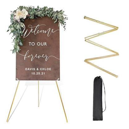 DANMO Easel Stand for Wedding Sign Poster 63'' Instant Display Floor Adjustable Metal Art Easel Gold - style: Gold