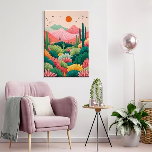 JOOZ 4 Pack Paint by Numbers Kit for Adults with Frame Landscape 8x12 Inch - color: Mountain Landscape 31
