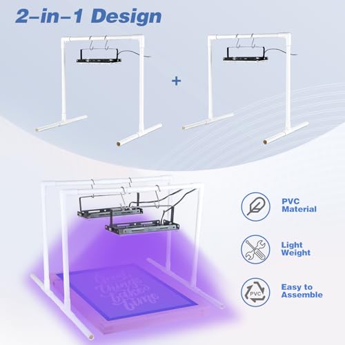 2 Pcs 50W LED UV Light for Screen Printing with Dual Stands, Exposure Unit for Screen Printing Kit, Photo Emulsion, and Cyanotypes - color: 2 UV Light Sets