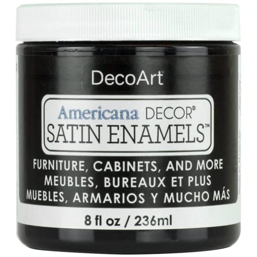 DecoArt Satin Enamels Acrylic Paint, 8 Fl. oz. Jar, Classic Black (Pack of 1) - color: Classic Black