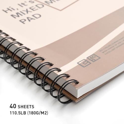 HIMI Mix Media Paper Pad 9X12''(180g/m²) 40 Sheets Mix Paper Pad, Side Wire Bound, Fine Texture, in Gouache Acrylic Art Pad for Sketching, Ink Sketch Book, Art Supplies Drawing Pad Gift (Pink) - color: Pink