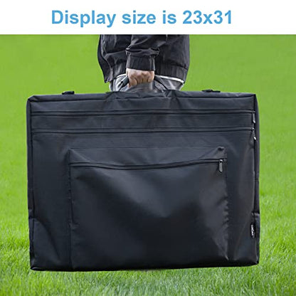 JJRING 23x31 Art Portfolio Tote Bag With Shoulder Strap, Black | Large Carrying Storage Case With Handle For Artwork, Posters, Canvas, And Drawing Boards - size: 23''*31''