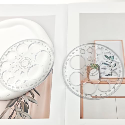 4 Pack Circle Drawing Template, Multi-Size Round Circle Stencil, Plastic Geometric Circle Ruler, Multifunctional Drawing Aid Tool for Student, Design, School, and Office Use(White) - color: white