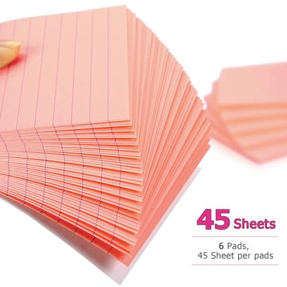 Early Buy Lined Sticky Notes, 4x6 in, 6 Pads, 45 Sheets/Pad (Pink) - color: Pink