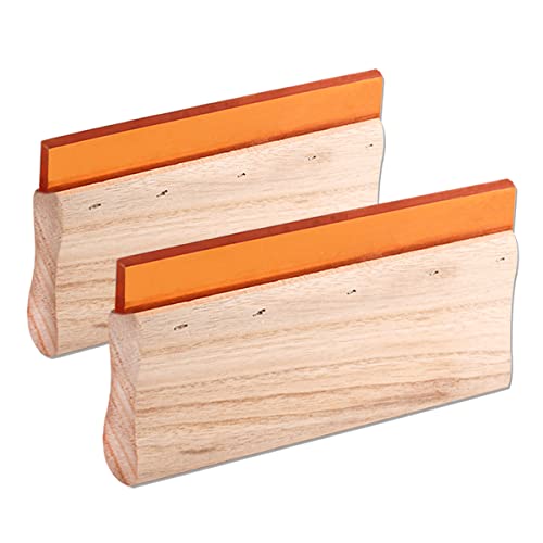 2 Pieces 2 Sizes Screen Printing Squeegee, 75 Durometer Wooden for Scraper Rubberwood Silk Print, 9.4 and 11.8 inch