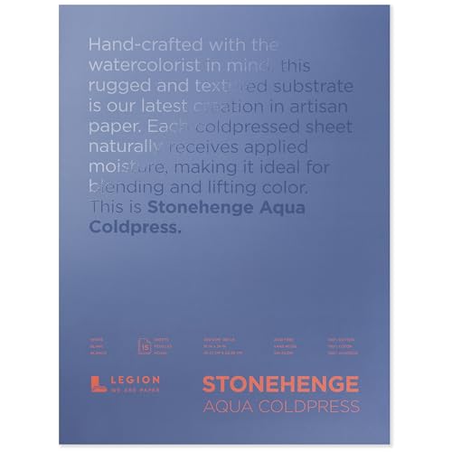Stonehenge Aqua White Medium Weight Block, 140lb, Coldpress, 15 Sheets for Wet and Dry Media (18X24) - size: 18 x 24 inches