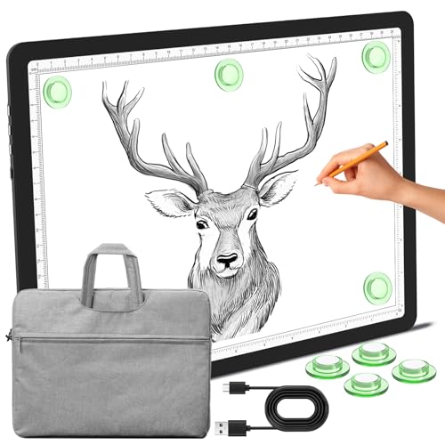 Phylosal Magnetic A4 Light Pad with Bag, Super Bright Light Box with Side Button, Diamond Art Light Board, Lightbox for Tracing and Drawing, USB Power Light Table for Sketching, Weeding Vinyl (Black) - color: Black, size: A4 with Handbag