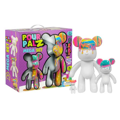 Pour Palz DIY Paint Pouring Kit, Create Custom Art with XL & Standard & Keychain Figure, 5 Acrylic Pour Paints -Fun Creative Hobby for Kids & Adults, Unique Collectible Craft Set, Mega Pack, Ages 5+ - color: Mega Pack