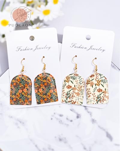 Puocaon Transfer Paper for Polymer Clay, 4 Design 20 Pcs Retro Flower Clay Transfer Paper for Polymer Clay Earrings, Vintage Flower Daisy Transfer Paper Clay Jewelry Making Oil Painting Jewelry