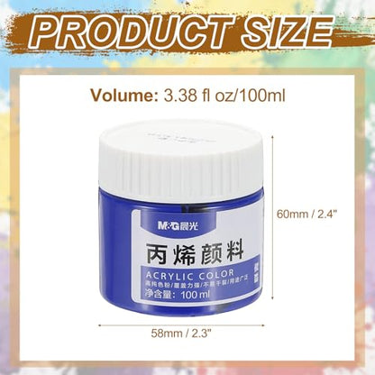 PATIKIL M&G Acrylic Paint, 3.38 Fl Oz(100ml) Matte Finish Rich Pigments Waterproof Art Painting Supplies for Fabric Canvas Wood Leather Stone Cloth, Blue - color: Blue
