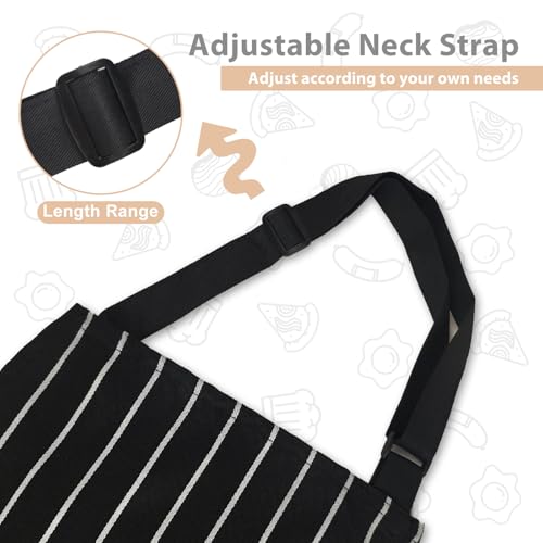 VALOME 2 Pack Kitchen Aprons with Pockets, Cooking Chef Apron for Men Women | Adjustable Neck Strap, Unisex Bib Soft Aprons, Cotton-Blend, for Grilling Cooking Gardening Baking - color: Black & Brown