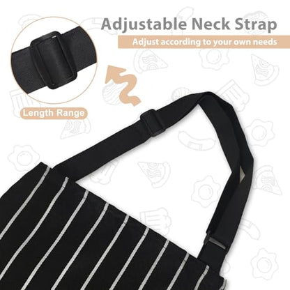 VALOME 2 Pack Kitchen Aprons with Pockets, Cooking Chef Apron for Men Women | Adjustable Neck Strap, Unisex Bib Soft Aprons, Cotton-Blend, for Grilling Cooking Gardening Baking - color: Black & Brown