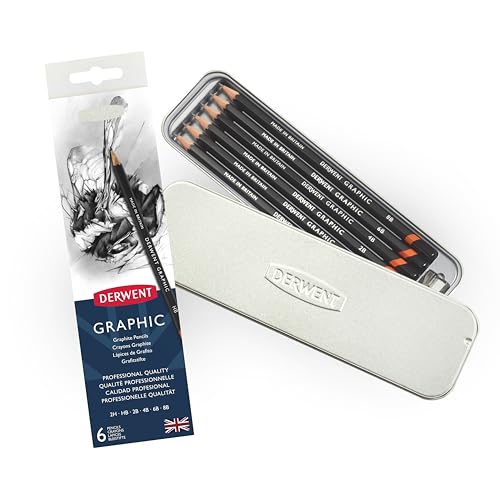 Derwent Graphic Pencils, Includes Tin and Sharpener, Set of 6 (0700835) (1951727) - size: 6 Count (Pack of 1)