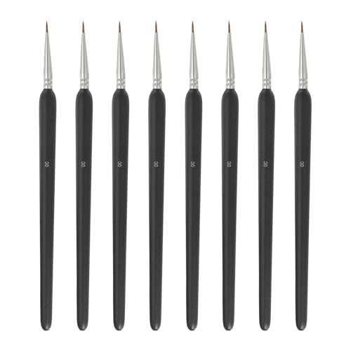 MECCANIXITY 8 Pcs Detail Paint Brushes Set, 7.5mm Fine Pointed Tip Miniature Paint Brushes for Acrylic Painting Oil Watercolor(00), Black - size: 00#