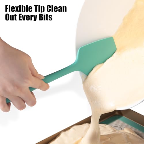 Doosu 600°F Heat Resistant Silicone Spatula Scrapers (Set of 4, Aqua Sky) | Food Grade Kitchen Rubber Baking Cooking Tool Nonstick Utensil Set for Mixing, Scraping, Folding, Stirring, Serving - color: Aqua Sky, size: Set of 4
