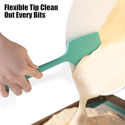 Doosu 600°F Heat Resistant Silicone Spatula Scrapers (Set of 3, Aqua Sky) | Food Grade Kitchen Rubber Baking Cooking Tool Nonstick Utensil Set for Mixing, Scraping, Folding, Stirring, Serving - color: Aqua Sky, size: Set of 3