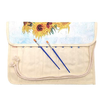 Funny live Paint Brush Holder Art Supplies, Artist Paint Brush & Storage Organizer Roll-Up Case Bag, Protect Acrylic Oil Watercolor Paintbrushes (Sunflower 20 Slot Pockets) - color: Sunflower 20 Slot Pockets