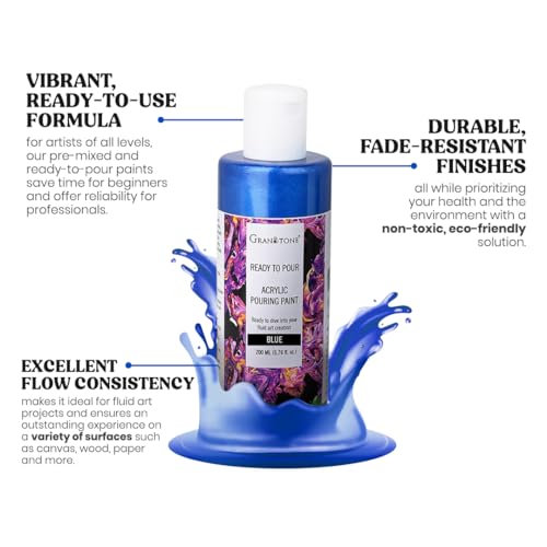 GRANOTONE Metallic Pouring Paint Blue 6.76 fl oz 200 ml