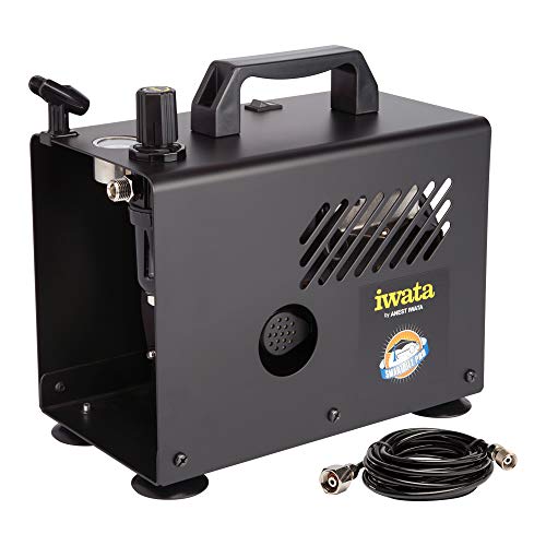 Iwata-Medea Studio Series Smart Jet Pro Single Piston Air Compressor | Oil-Less Piston, Auto Shut-Off, Includes Polyurethane Air Hose