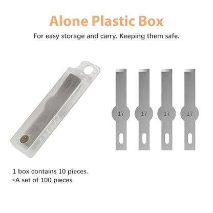 #17 Hobby Knife Blades(Pack of 100),Art Blades Cutting Tool with Storage Case for Craft, Hobby, Scrapbooking, Stencil - size: #17-100pcs