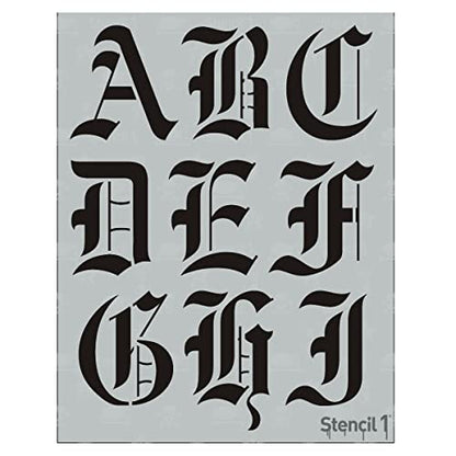 Stencil1 Old English Font Stencil 3" Alphabet Letters Painting Craft - size: 3" Letters