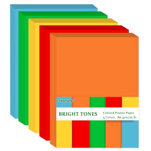 600 Sheets Colored Paper 8.5 X 11 - Color Printer Copy Paper 22lb/80gsm Double Sided Origami for DIY Art Craft,5 Bright Colors - color: Bright