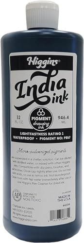Higgins Black India Pigmented Drawing Ink, 32 Ounce Bottle (44204) - size: 32 fl oz