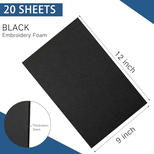 Innconee 20 Pcs 3mm Embroidery Foam EVA Foam Sheets for 3D Embroidery Arts and Crafts, DIY Projects, Hand Sewing, Quilting, Hats, Cosplay Costumes, Pillows(Black,9 x 12 Inch) - color: Black, size: 9 x 12 Inch