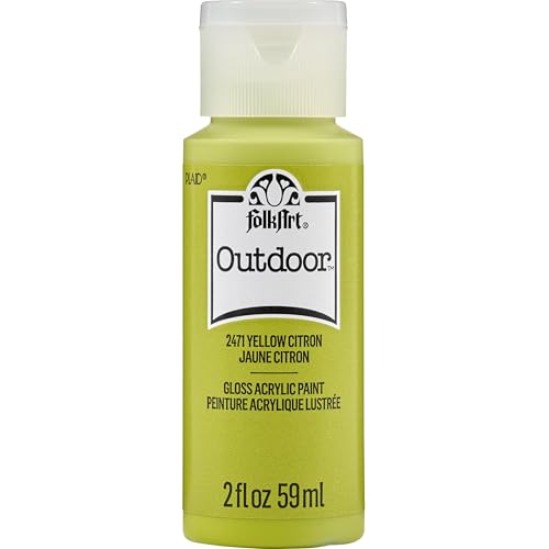 FolkArt Outdoor Acrylic Paint in Assorted Colors (2 Ounce), 2471 Yellow Citron - color: Yellow Citron, size: 2 Fl Oz (Pack of 1)
