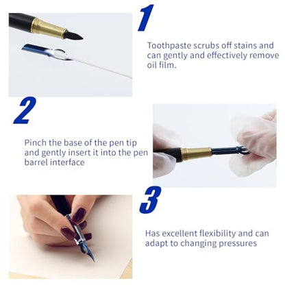 Dip Pen Replacements, Steel Fountain Calligraphy Nibs, 4Pcs