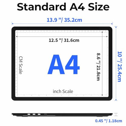Heanolier Rechargeable A4 Light Board with Stand & Padded Case,7100Lux Bright Magnetic Light Pad with Side Buttons,Wireless Light Box for Tracing,LED Light Table for Diamond Painting,Sketching,Drawing - size: A4 with Stand & Padded Case