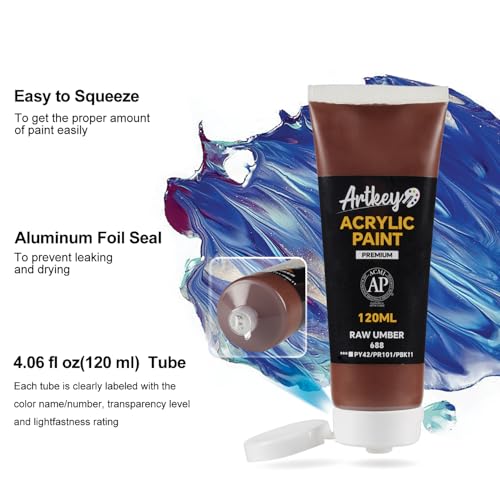 Artkey Acrylic Paint - Raw Umber (120 ml/4.06 oz) Tubes, Rich & Vibrant Pigments, Professional Artists Acrylic Paints - Art Supplies for Canvas Wood Rock Clay Fabric Ceramics Art Crafts Painting - color: Raw Umber, size: 4.06 Fl Oz (Pack of 1)