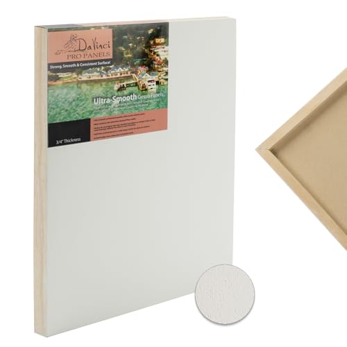 Da Vinci Pro Ultra Smooth Wood Canvas Gesso Board - 3/4" Deep, 4x12 Single White Acrylic Polymer Gesso Panels for Painting Fine Portraits and Ultra Fine Detail Illustrations and Artwork - size: 4x12"