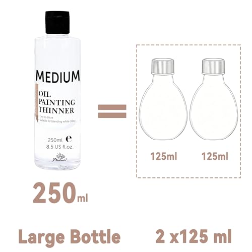 PHOENIX Oil Paint Thinner - 8.5 Fl Oz. / 250ml Bottle Oil Brush Cleaner | Odorless Painting Diluent, Mineral Spirits Refined Solvent, Painting Medium for Artists - style: Paint Thinner 8.5 Fl Oz.