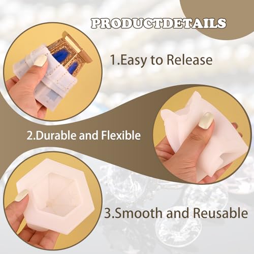 Hexagonal Jar Resin Molds, Jar Silicone Molds with Lid for Epoxy Resin Casting, Storage Jar Mold DIY Jewelry Box, Candle Jars, Gypsum, Resin Craft - color: Hexagonal Jar Mold