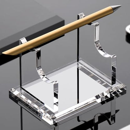 YUXUN Acrylic Pen Holder for Desk - Horizontal Double Pen Display Stand | Fountain Pen Display with 8mm Thick Base | Fountain Pen Rest, Apple Pencil Stand, Crystal-Clear Desk Organizer - size: Two Pen Holder