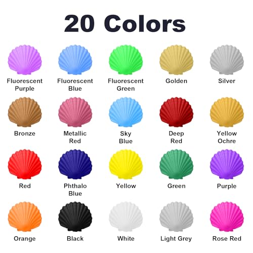 FansArriche Airbrush Paint, 20 Colors x 20 ml Acrylic Air Brush Paint Kit | Ready to Spray, Water-Based, Opaque & Neon Colors, Pearl Colors, Air Brush Painting Set for Beginners, Artists, DIY Projects