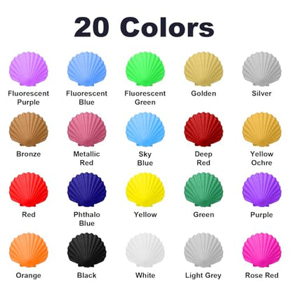 FansArriche Airbrush Paint, 20 Colors x 20 ml Acrylic Air Brush Paint Kit | Ready to Spray, Water-Based, Opaque & Neon Colors, Pearl Colors, Air Brush Painting Set for Beginners, Artists, DIY Projects