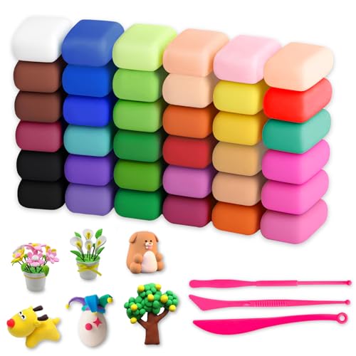 36 Colors Air Dry Clay, Modeling Clay for Kids DIY Starter Kits, Model Magic, Non-Sticky,with Sculpting Tools, Great Gift for Children, Adults and Artists - color: 36 Color