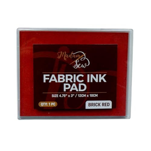 Madam Sew Permanent Fabric Ink Stamp Pad | Crisp, Washable Impressions on Cotton & Linen | Fade-Resistant Fabric Stamp Ink Pad for Fabric Crafts, Labels & Gifts | Works with All Rubber Stamps (Red) - color: Red