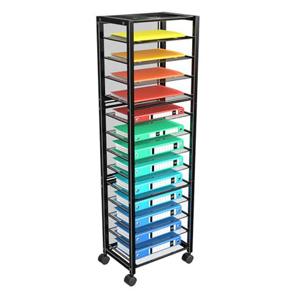 Simple Trending 14 Tier Rolling File Cart, Desk File Organizer, Paper Letter Storage Rolling Clutter Cart for Office, Home, School, Black - style: 14 Tier