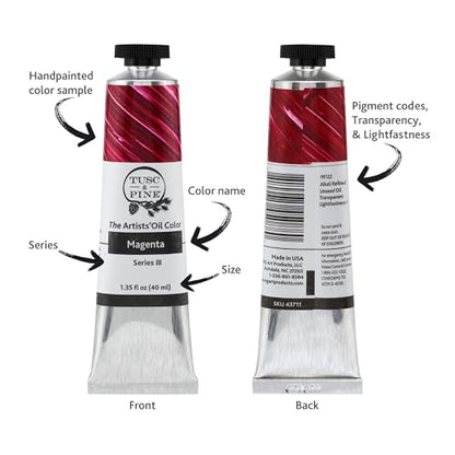Tusc & Pine Artist Oil Paint - Chromium Oxide Green, 40 ml, Non-Yellowing, Rich & Creamy Consistency, Maximum Pigment Load, Small Batch Milled Oil Paints Made in the USA - color: Chromium Oxide Green, size: 1.35 Fl Oz (Pack of 1)