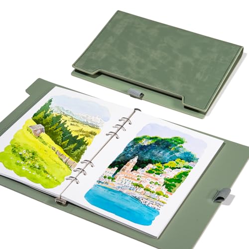 Lightwish Watercolor Sketchbook,100% Cotton 300gsm/140lb Hot Press - color: Hard Shell Green