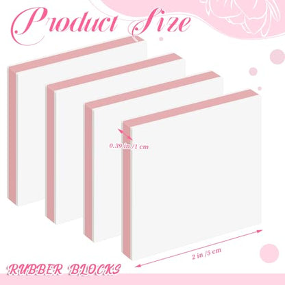 Frienda 24 Pcs 2" x 2" Rubber Carving Blocks Linoleum Blocks for Printmaking, Stamp Making, DIY Crafting, Scrapbook, Painting, Soft and Easy to Carve (White Pink) - color: White Pink