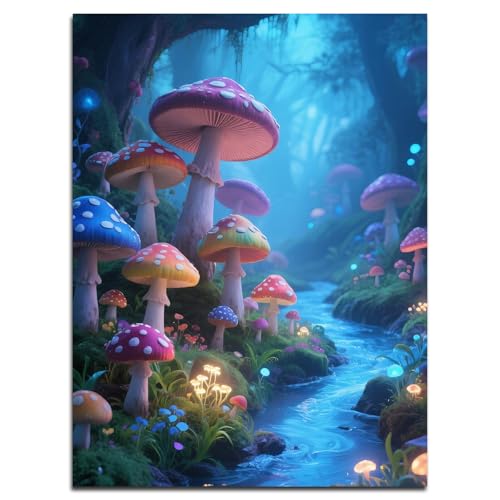 Muzagroo Art Diamond Paintings Kits for Adults 5D Round Full Drill Diamonds Art Kits for Beginners Diamond Art Paintings Gem Paintings Diamond Dots Kits 30x40cm (Mushroom) - color: Mushroom
