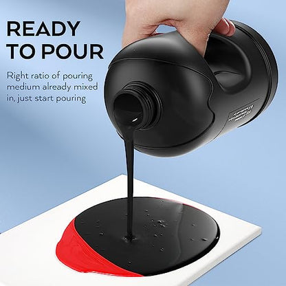 Nicpro Jet Black Color Acrylic Pour Paint, 69oz Pre-Mixed Pouring Paint | Supplies with Silicone Pour Oil & Gloves for Canvas, Rock, Wood Cell Creation Flow DIY Art Painting, Ready to Pour - color: 69oz-black