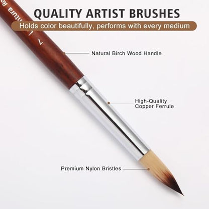 25 PCS Paint Brush Set for Acrylic, Oil & Watercolor, Artist Brush Kit with Flat, Filbert, Fan, Round, Liner, Dagger & Angle Brushes, Synthetic Bristles, Roll-Up Case
